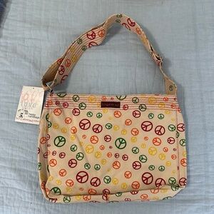 BUNGALOW 360 Messenger Bag, New with tags, Peace signs pattern!